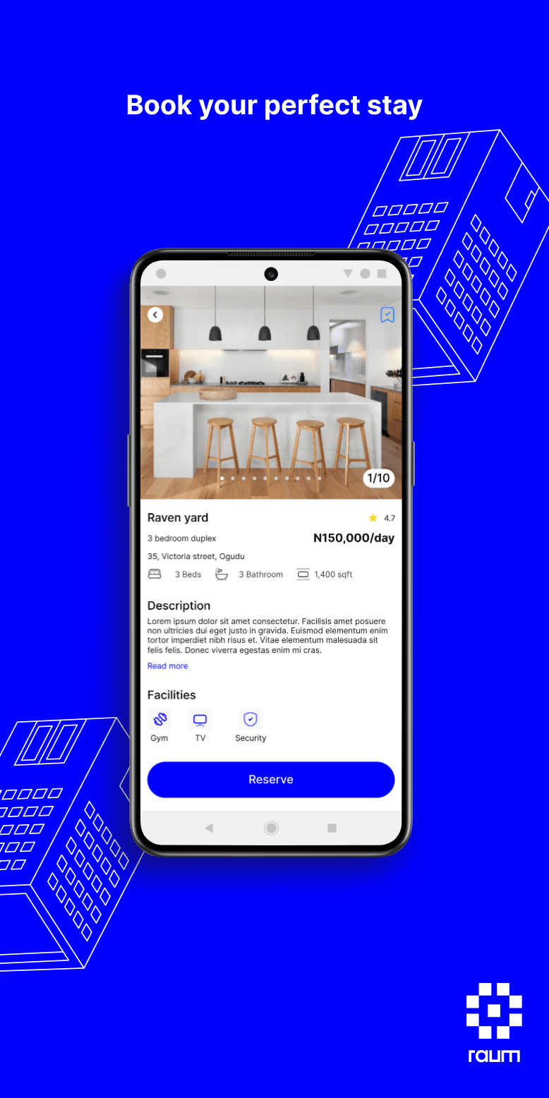 Raum app screen